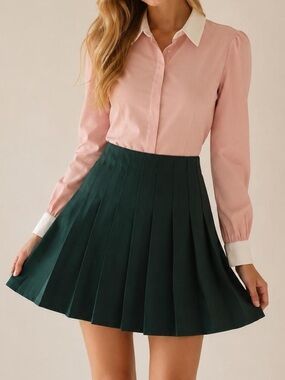 Tuckernuck Pink and White Collared dress with attached skirt